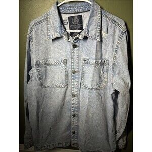 BUFFALO DAVID BITTON Joshua-X Denim Shirt Jacket Mens Large Light Blue Jean